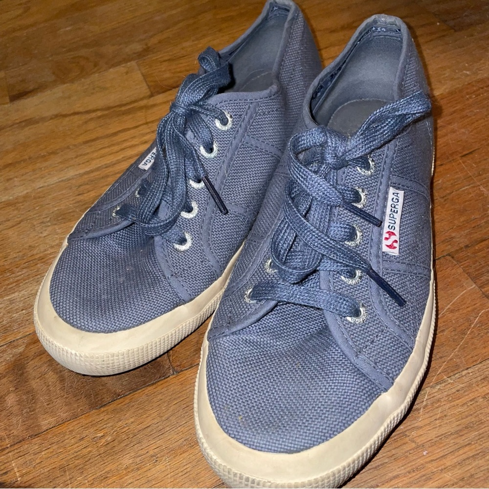 SUPERGA 2750 Cotu Classic Low Top Lace Up Indigo Sneakers for Women Size 38